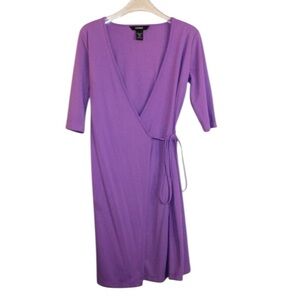 Express Women's Purple Wrap Dress Size 1/2 – 3/4 Sleeve Tie Waist Cocktail